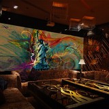 大型壁画酒吧KTV休闲个性无纺布墙纸壁纸自由女神涂鸦咖啡厅