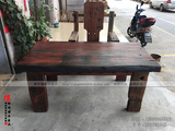 老船木实木家具 原生态船木餐桌椅组合 古典船木办公桌椅组合