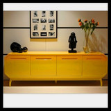 黄色钢琴烤漆餐边柜储物柜个性创意餐边柜储物柜简约餐边柜定制