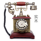 顶爷时尚创意旋转盘仿古欧式实木复古电话机家用办公座机固定电话