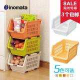 日本进口inomata叠加式收纳筐 厨房整理架水果蔬菜置物架收纳篮