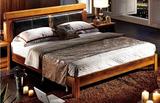 实木床1.5 1.8米胡桃木现代中式宜家简约新古典带储物高箱床特价