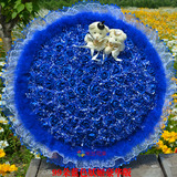 香皂花玫瑰礼盒心形6朵蓝色生日礼物卡通花束肥皂花紫色金丝篓花