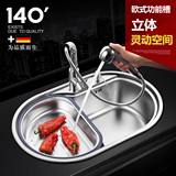 阿萨斯多功能加厚304不锈钢水槽套餐圆形洗菜水槽厨房单槽洗菜盆