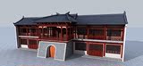 3dmax模型中式古建筑戏台