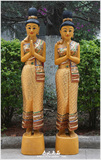 泰国工艺品木雕迎宾女侍女萨瓦蒂装饰摆件摆设东南亚家居佛像站佛