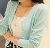 2016春季新款女装韩版修身开衫针织衫外套短款女学院风针织开衫