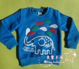 韩版外贸女童装立体印大象2013冬款儿童抓绒打底衫T恤卫衣绒衫