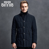 BINNIB 2015冬装中老年男士羽绒服外穿中长款男款修身外套