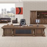 办公家具3.2米欧式老板桌办公桌椅组合3.6大班台大班桌古典总裁桌