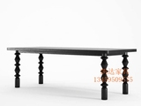 美式loft实木餐桌条形咖啡厅桌子北欧个性原木洽谈桌会客桌谈判桌