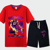 夏天科比短袖T恤篮球衣服运动套装加大码球衣青少年小衫潮男装薄