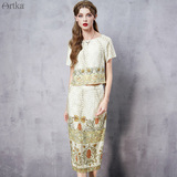 Artka阿卡夏装新品女复古修身显瘦印花亲肤中长款半身裙QA11068C