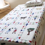 高品质纯棉儿童床品 贴布绣手工绗缝被水洗被床盖春秋被靠垫2件套