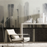 尚品黑白后现代抽象个性建筑电视沙发背景墙纸壁纸无缝大型壁画