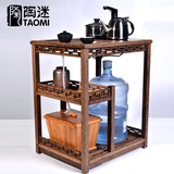 陶迷实木茶车柜带轮可移动茶台花梨茶盘鸡翅木矿泉水桶抽水电磁炉