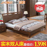 中格中式简约橡胶木床1.8米实木床1.5米单人床气压高箱床双人婚床