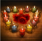 浪漫蜡烛小圆柱蜡玻璃杯子婚庆节庆生日香薰蜡烛浮水烛台玻璃烛台