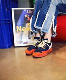 S-GIRL正品韩版真皮运动鞋2016秋季新款牛仔布系带休闲鞋平底女鞋