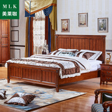 美式全实木床1.8米双人床1.5米欧式简约卧室家具橡胶木简易单人床