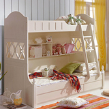 双层床田园高低床白色儿童床子母实木1.2米床上下床韩式多功能床