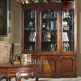 美式实木上下书柜书架带门 自由组合书柜家用做旧储物柜橱柜 定制