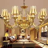 芙普瑞 铜灯欧式客厅铜吊灯 美式全铜吊灯奢华别墅餐厅吧台灯具