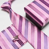 男士婚礼商务正装粉红色真丝口袋巾袖扣礼盒新郎结婚领带