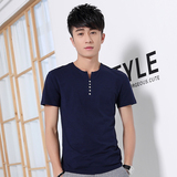 森马短袖T恤男装韩版修身简约打底纯色V领T恤青年学生夏季短袖T恤