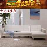 北欧皮艺多功能美式韩式日式小户型可折叠客厅办公休闲转角沙发床