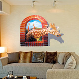 长颈鹿3D视觉效果墙贴 卧室客厅儿童房房间幼儿园墙面装饰贴画