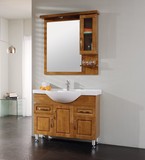 中式实木浴室柜组合落地陶瓷盆卫浴洗手盆洗漱台橡木卫生间面盆柜