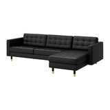 IKEA 宜家代购 兰德克纳 三人沙发和贵妃椅 黑色/深褐色