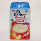 美国Gerber嘉宝水蜜桃黄桃苹果米粉二段2段 混合水果燕麦米粉227g