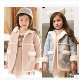 童装女童加绒外套冬装2015新款 韩版中长款保暖儿童加厚大衣外套
