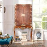[W]法式新古典欧洲白榉木家具咖啡色金箔雕花高柜/衣柜 预定
