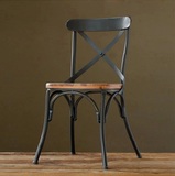 铁艺loft办公椅咖啡椅休闲椅 红白蓝色交叉背椅餐椅西餐酒吧台椅