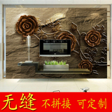 3d4d5d立体浮雕玫瑰花客厅电视背景墙布 现代简约沙发墙大型壁画