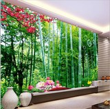 大型壁画3D田园电视背景墙纸客厅立体山水画竹林墙布欧式壁纸竹子