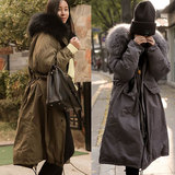 韩国冬装新款大毛领连帽羽绒服中长款加厚大码过膝女装外套潮