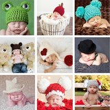 儿童影楼摄影服装婴幼儿满月百天宝宝写真照毛线编织造型帽子道具