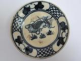 古玩杂项 瓷器收藏 民国磁州窑金鱼纹蓝花小盘 包真包老