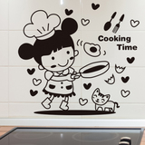 创意可爱厨房瓷砖玻璃贴可移除墙贴画冰箱贴纸柜门装饰小厨师厨具