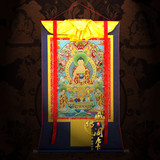 藏传阁 释迦摩尼唐卡画尼泊尔刺绣国唐密宗织锦挂画西藏丝绸佛像