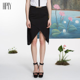 HPLY(荷比俪)女装新款不规则交叉包臀及膝半裙短裙优雅修身