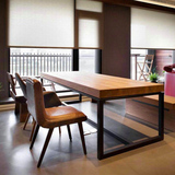 美式乡村铁艺餐桌椅组合复古实木书桌咖啡桌原木办公会议桌特价邮