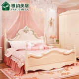 实木韩式田园床 双人白色公主床1.5 1.8米高箱储物床 简约欧式床