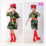新款六一儿童迷彩演出服幼儿园中小学生军训服女兵裙舞台表演服装