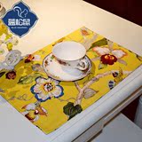 蓝松鼠餐垫国韵黄系列餐垫棉麻布艺餐桌垫中式垫子餐桌保护垫