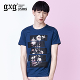 商场同款gxgjeans男装夏季青年修身印花圆领短袖T恤#62644051
